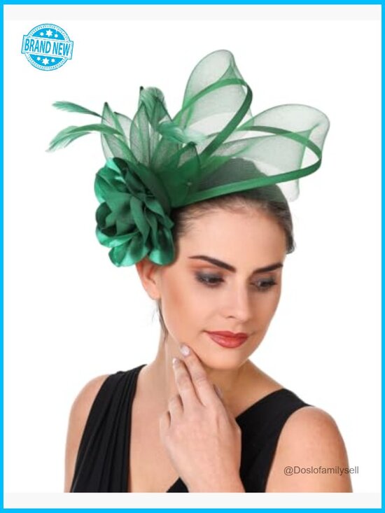Fascinator Hat with Feathers and Flowers Hair Clip Headband Tea Party Headwear main image 4